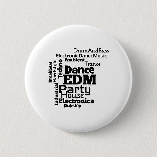 EDM Dance Party Word Cloud Ronde Button 5,7 Cm (Voorkant)