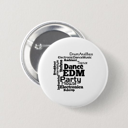 EDM Dance Party Word Cloud Ronde Button 5,7 Cm (Voorkant /achterkant)