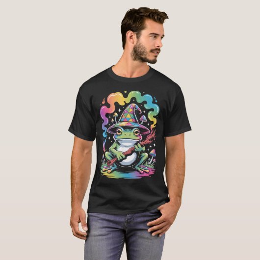 Edm Dj Psychedelic Party Rave Frog Wizard Mushroom T-shirt (Voorkant volledig)