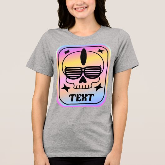 EDM-feest Skull-badge met aangepaste tekst Tri-Blend Shirt (Voorkant)