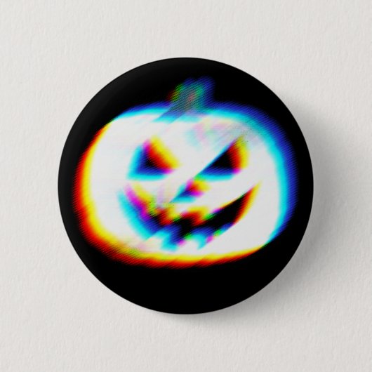 EDM Glitchy White Pumpkin Ronde Button 5,7 Cm (Voorkant)