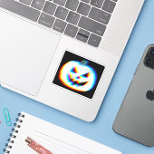 EDM Glitchy White Pumpkin Sticker (Laptop met iPhone)