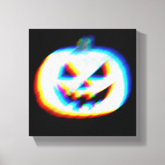 EDM Glitchy Witte Pompoen Canvas Afdruk (Voorkant)