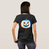 EDM Glitchy Witte Pompoen Voor- & Achterkant T-shirt (Achterkant volledig)