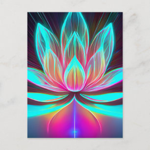 EDM Neon Laser Lights Lotus Flower Awakening Briefkaart