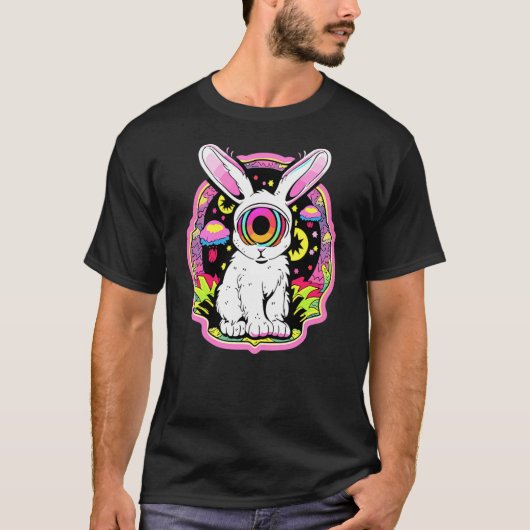 EDM Rave Psychedelic Rabbit Mushroom Art Trippy Pa T-shirt (Voorkant)