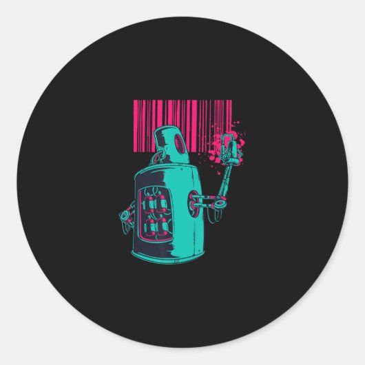 EDM Techno Grafi Robot Dance Rave Music Funny Gift Ronde Sticker (Voorkant)