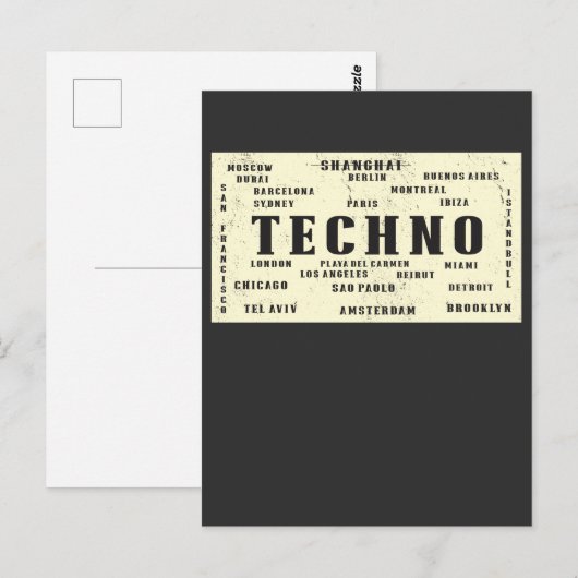 EDM Techno Underground International Rave Cities Briefkaart (Voorkant / Achterkant)