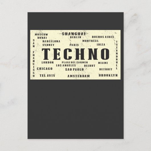 EDM Techno Underground International Rave Cities Briefkaart (Voorkant)