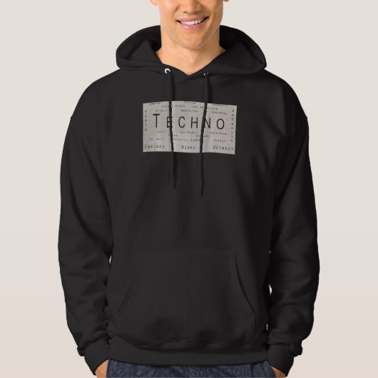 EDM Techno Underground Rave steden op de rug Hoodie (Voorkant)