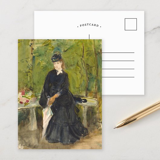 Edma zit in een park | Berthe Morisot Briefkaart