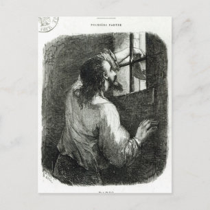 Edmond Dantes zit gevangen in de Chateau d'If Briefkaart