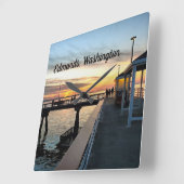 Edmonds Washington Pier op Sunset Vierkante Klok (Hoek)