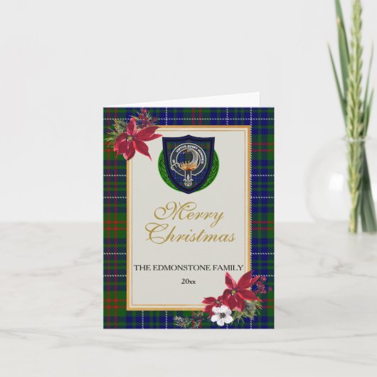Edmonstone Schotse Clan Tartan & Crest Kaart (Voorkant)