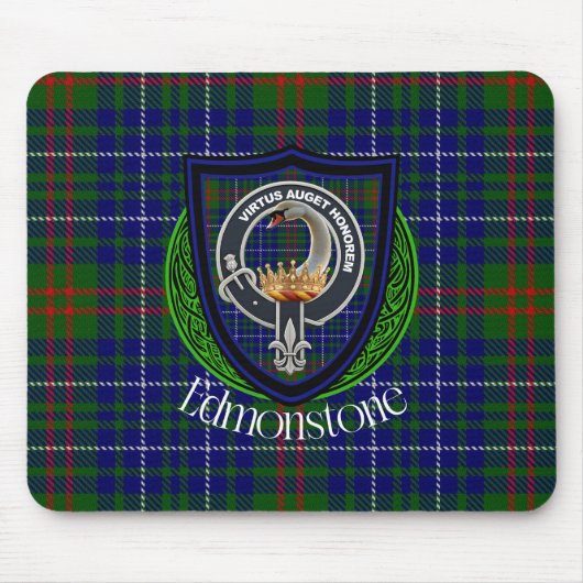 Edmonstone Schotse Clan Tartan & Crest Muismat (Voorkant)