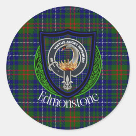 Edmonstone Schotse Clan Tartan & Crest Ronde Sticker