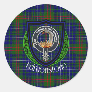 Edmonstone Schotse Clan Tartan & Crest Ronde Sticker
