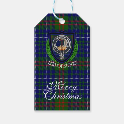 Edmonstone Schotse Clan Tartan & Wapen Cadeaulabel (Voorkant)