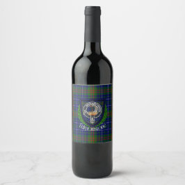 Edmonstone Schotse Clan Tartan & Wapen Wijn Etiket