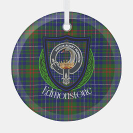 Edmonstone Scottish Clan Tartan & Crest Glas Ornament