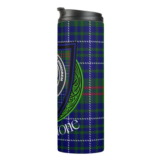 Edmonstone Scottish Clan Tartan & Crest Thermosbeker (Geroteerd rechts)
