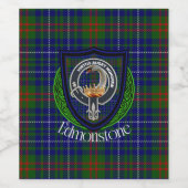 Edmonstone Scottish Clan Tartan & Crest Wijn Etiket (Enkel label)