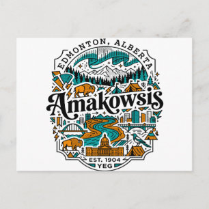 Edmonton Alberta Bizon Riviervallei Landschap Illu Briefkaart