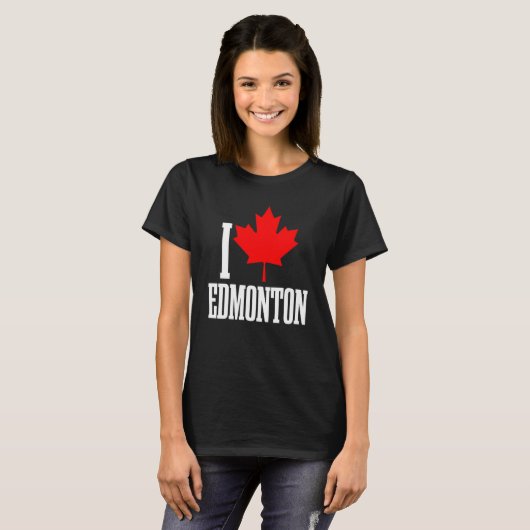 Edmonton Alberta Canada Maple Leaf Canadian Flag P T-shirt (Voorkant volledig)