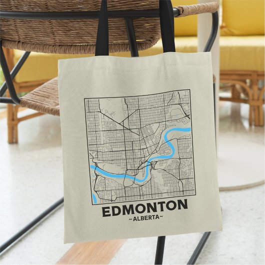 Edmonton, Alberta City Map Tote Bag