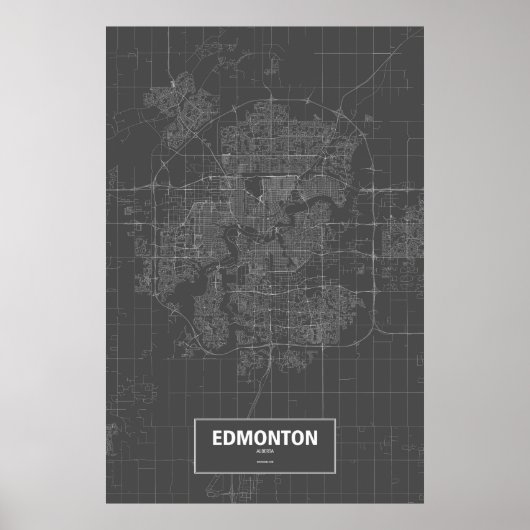 Edmonton, Alberta (wit op zwart) Poster (Voorkant)