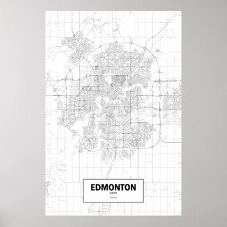 Edmonton, Alberta (zwart op wit) Poster