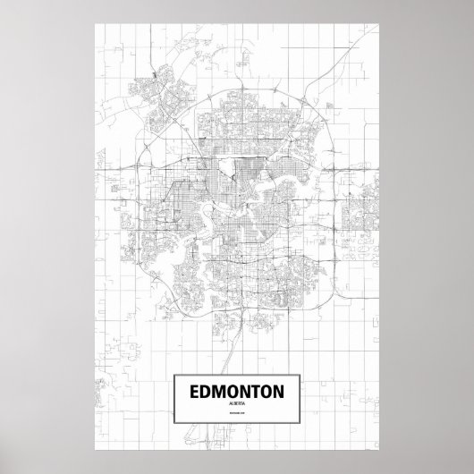 Edmonton, Alberta (zwart op wit) Poster (Voorkant)