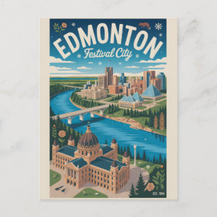 Edmonton Canada Retro Reisposter Kunst Briefkaart