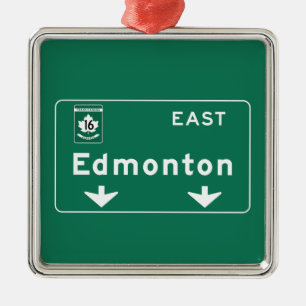 Edmonton, Canada Road Sign Metalen Ornament