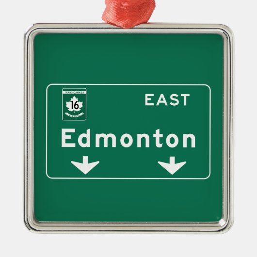 Edmonton, Canada Road Sign Metalen Ornament (Voorkant)