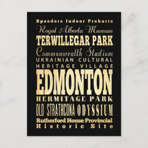 Edmonton City of Canada Typography Art Briefkaart