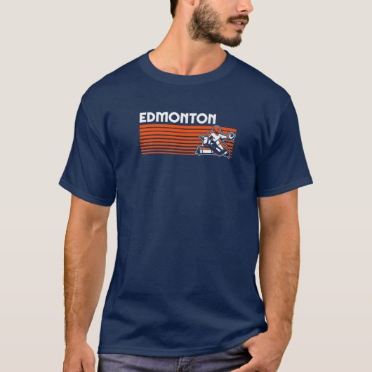Edmonton Hockey Retro Throwback Stijl T-shirt (Voorkant)