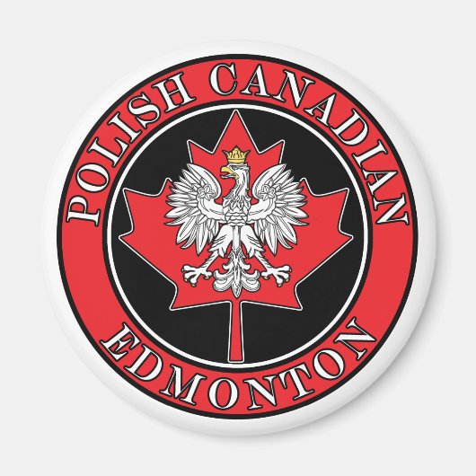 Edmonton Ronde Poolse Canadese Leaf Magneet (Voorkant)