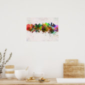 Edmonton skyline in watercolor background poster (Keuken)