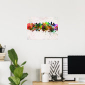 Edmonton skyline in watercolor background poster (Thuiskantoor)