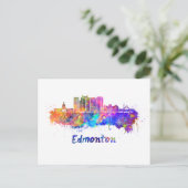Edmonton V2 skyline in waterverf Briefkaart (Staand voorkant)