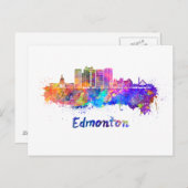 Edmonton V2 skyline in waterverf Briefkaart (Voorkant / Achterkant)