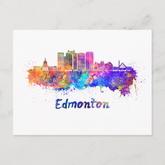 Edmonton V2 skyline in waterverf Briefkaart (Voorkant)