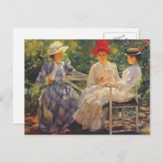 Edmund Charles Tarbell - in een tuin Briefkaart (Voorkant / Achterkant)