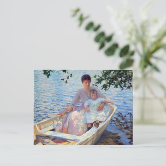 Edmund Charles Tarbell Moeder en Kind in een Boat. Briefkaart (Staand voorkant)