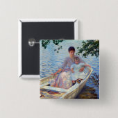 Edmund Charles Tarbell Moeder en Kind in een Boat. Vierkante Button 5,1 Cm (Voorkant /achterkant)