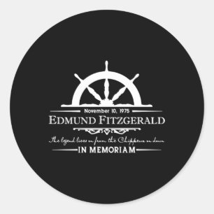 Edmund Fitzgerald in herinneringen Gitche Gumee Ronde Sticker