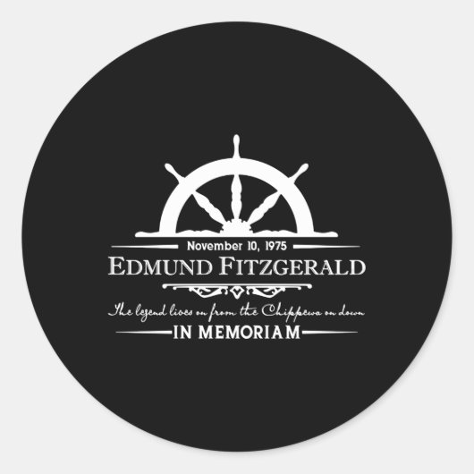 Edmund Fitzgerald in herinneringen Gitche Gumee Ronde Sticker (Voorkant)