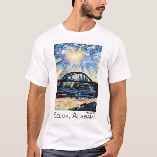 Edmund Pettus Bridge, Selma Alabama, Sunburst T-shirt (Voorkant)