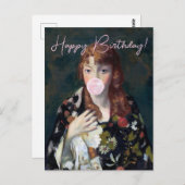 Edna blaast een roze kauwgom Happy verjaardag Briefkaart (Voorkant / Achterkant)